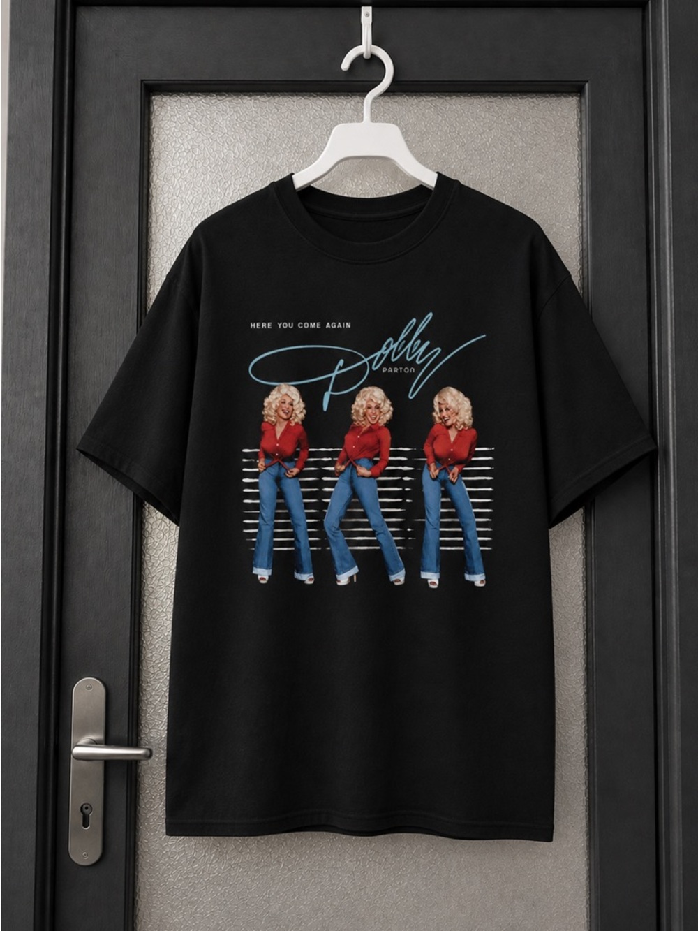 Dolly Parton Here You Come Again Memorial Black Graphic T-Shirt